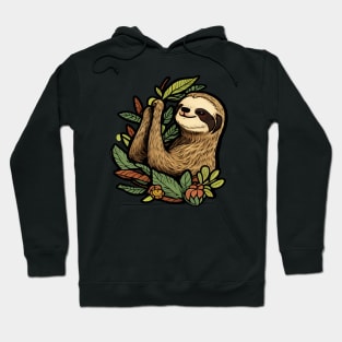 Cartoon image of a cute sloth on a tree Hoodie